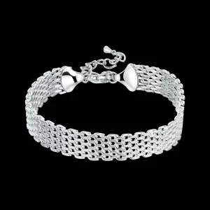 Pulseira Feminina de Prata 925 – Corrente de Tecelagem Requintada