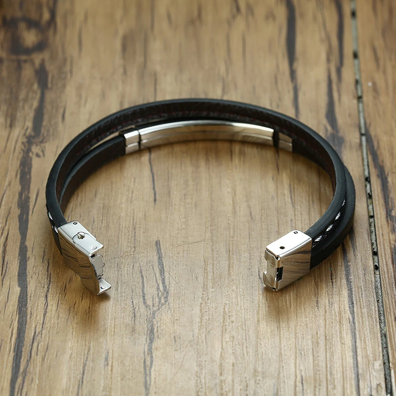 Pulseira de Couro Legítimo com Detalhes em Aço Inoxidável - Imagem 6