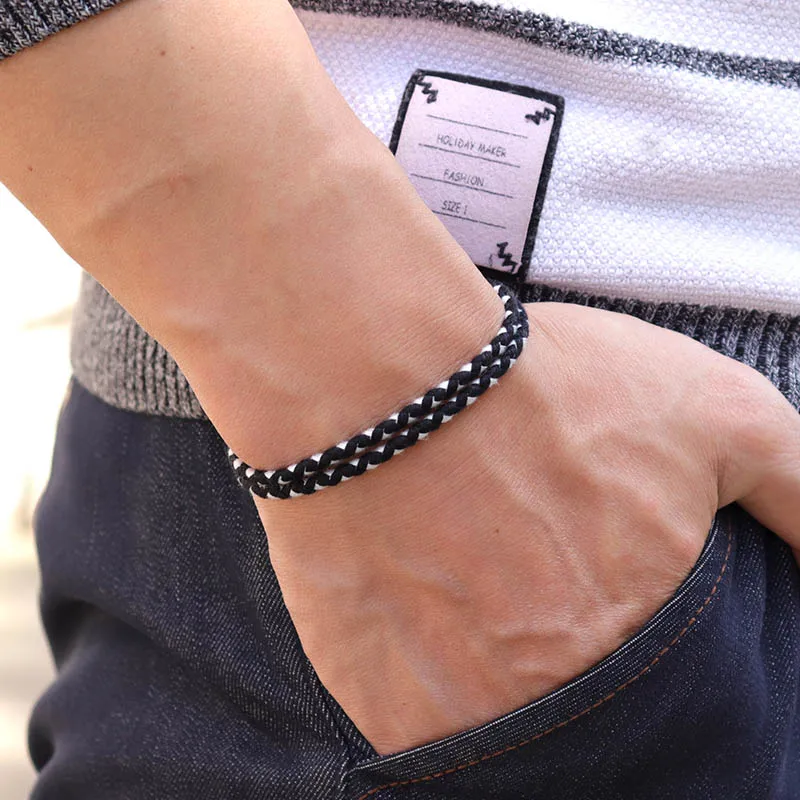 Pulseira Boêmia de Corda 100% Algodão - Artesanal e Ajustável - Imagem 2