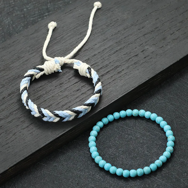 Conjunto de Pulseiras Masculinas – Madeira e Pedras Naturais - Imagem 2