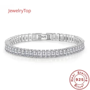 Pulseira de prata esterlina 925 nobre, elegante, cristal de zircônia, joias finas