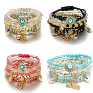 Conjunto de pulseiras com 6 peças estilo boêmio