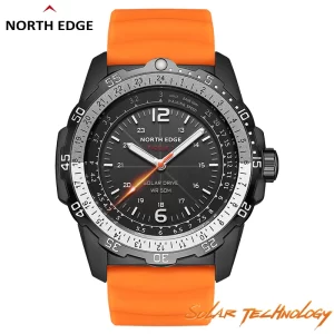 Relógio North Edge Evoque 2 analógico à prova d'água 50m energia solar, luminoso
