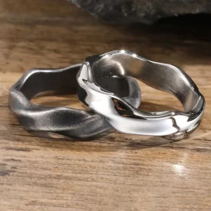 Anel mobius de aço inoxidável torcido retrô