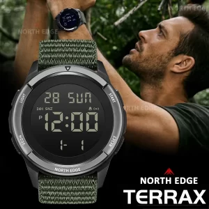 Relógio North Edge terax digital à prova d'água 50m cronômetro, contagem regressiva, luz