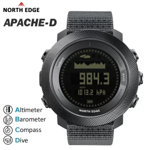 Relógio North Edge novo APACHE-D relógio digital de mergulho livre, altitude, barômetro, bússola, horário mundial, à prova d'água 100m