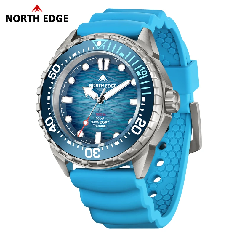 North edge 2025 novo + triton-ti titânio movido a energia solar relógio de mergulho luxo relógios de quartzo para homem 300m à prova dwaterproof água 180 + dia potência - Imagem 2