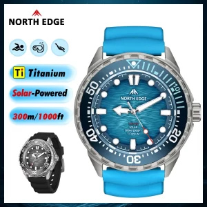 North edge 2025 novo + triton-ti titânio movido a energia solar relógio de mergulho luxo relógios de quartzo para homem 300m à prova dwaterproof água 180 + dia potência